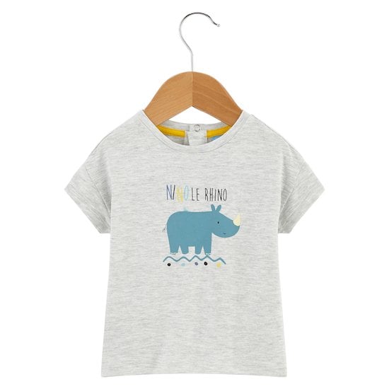 T-shirt rhino Little Friends Gris  de P'tit bisou